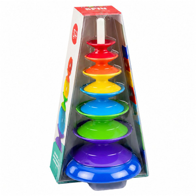 Lodër sensorike LeanToys Zakręcona Wieża, puzzle edukative, shumëngjyrëshe