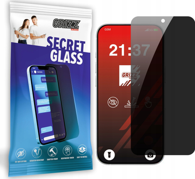 Xham mbrojtës GrizzGlass Matte SecretGlass për Apple iPhone 16, me efekt privatësie, mat, transparent