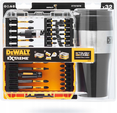 Set aksesorësh goditës Dewalt FLEXTORQ 32 copë me gotë termike