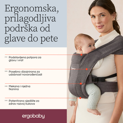 Nositëse bebe Ergobaby Embrace, ergonomike, për të porsalindur, rozë e çelët