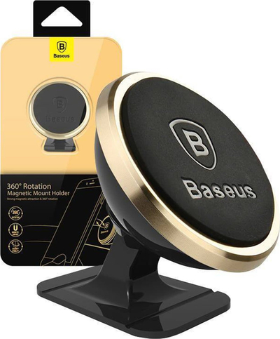 Mbajtëse magnetike telefoni Baseus, universale, rrotullim 360°, ngjyrë ari
