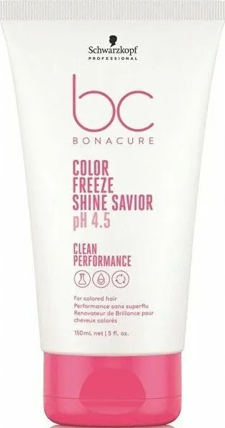 Trajtim pa shpëlarje flokë Schwarzkopf Bonacure Color Freeze Shine Savior, pH 4.5, për flokë të lyera, 150ml