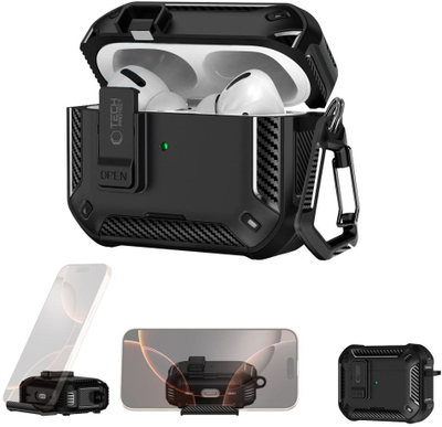 Këllëf karikues Tech-Protect Carbonox për Apple AirPods Pro 3, MagSafe, i zi