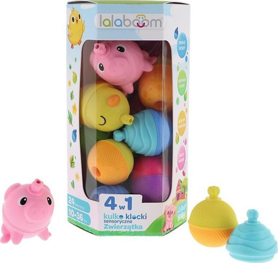 Set lodrash shqisore Lalaboom Farm Trefl, 24 copë, topa edhe blloqe, shumëngjyrëshe