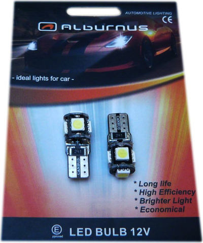 Poç LED Alburnus W5W T10, 5 LED SMD, CANBUS, 12V, i bardhë