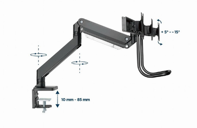 Mbajtëse monitori Gembird MA-DA3-03, 27", 18 kg, e zezë