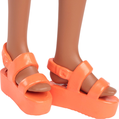 Kukull Barbie Fashionistas me fustan me katrore dhe lule, 30cm, për kalamaj 3+