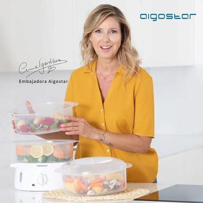 Пароброд за готвење Aigostar Fitfoodie, 800W, 3 нивоа, бел