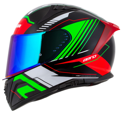 Helmë moto CASSIDA Aero Drome 2026, integrale, polikarbonat, e zezë perlë e kuqe jeshile e bardhë