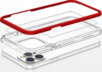 Kapak mbrojtës për telefon Apple iPhone 13 Pro, transparent, me kornizë të kuqe