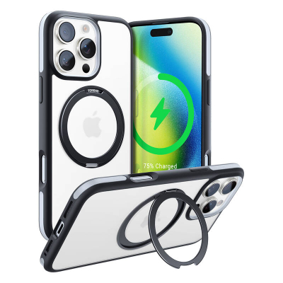 Mbrojtëse telefoni Torras Rigid Durable për iPhone 16 Pro Max, paketë 2 copë, MagSafe, transparente me kornizë të zezë