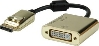 Adapter DisplayPort në DVI ROLINE 12.88.3175, kabllo 0.15 m, ngjyrë e artë