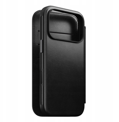 Futrollë për telefon Nomad Modern Leather Folio për iPhone 17 Pro, lëkurë Horween, me kapak, e zezë