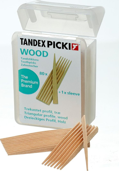 Kлачки за заби Tandex Wooden, од дрво, стандардно пакување, природна боја