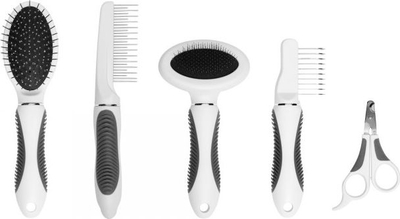 Set groomimi për mace CATIT 2.0 Longhair, për qime të gjata, me furça dhe prerës thonjsh, i bardhë