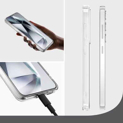 Kapak telefoni 4smarts 360 Protection për Samsung Galaxy S25+, set, i fortë ndaj goditjeve, transparent