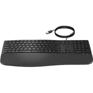Tastierë HP 480 Comfort me kabllo USB, madhësi e plotë, ngjyrë e zezë