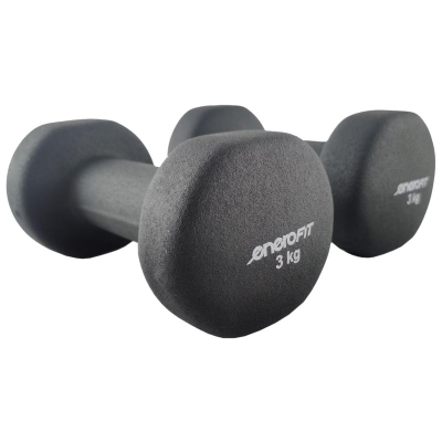 Set hantelash neopren Enero Fit, 2 x 3 kg, antirrëshqitës, të zinj
