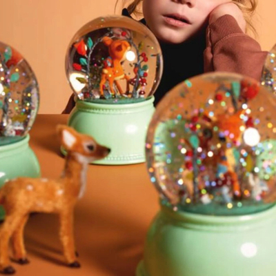 Lampë nate Djeco Fawn Snow Globe, 14cm, me timer, me shumë ngjyra