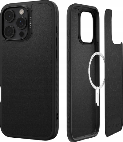 Kapotë telefoni Spigen Cyrill Kajuk MagSafe, për iPhone 16 Pro, lëkurë vegane, e zezë
