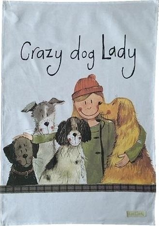 Peshqir kuzhine Crocodile Creek TT39 Crazy Dog Lady, pambuk 100%, 45 x 65 cm, me shumë ngjyra