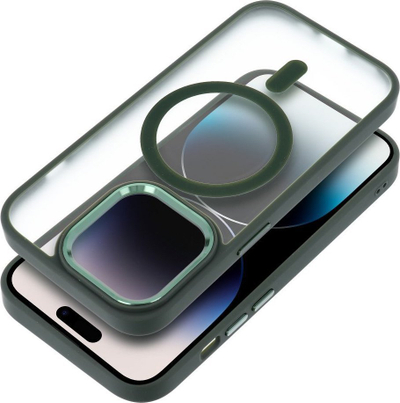 Mbulesë telefoni Matte Mag Cover për iPhone 15 Plus, MagSafe, gjysmë transparente, jeshile