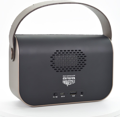 Портабилно радио Aiwa во винтиџ стил, FM USB AUX Bluetooth, кафеава