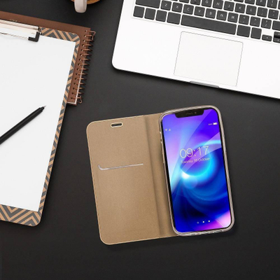 Këllëf libri Luna për Samsung Galaxy A13 5G A04s, me magnet, gold
