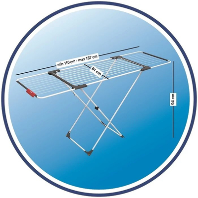 Tharëse rrobash Vileda Surprise, raft i zgjerueshëm, me rrota, e bardhë