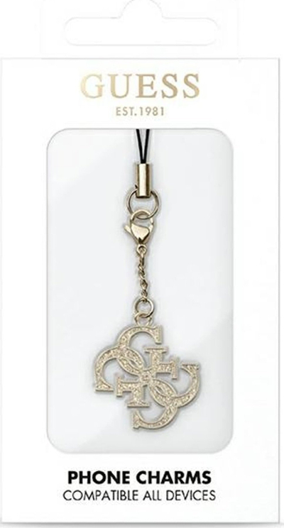 Varg dekorativ telefoni Guess GUCPM4GID, Glitter Charm 4G, metal dhe najlon, ngjyrë ari