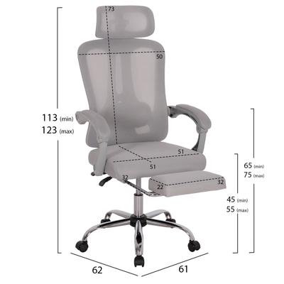 Karrige zyre Barnet HM18258.02, mesh, me mbështetëse këmbësh, gri