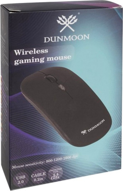 Mouse wireless gaming Dunmoon 21843, RGB, DPI i rregullueshëm, i zi