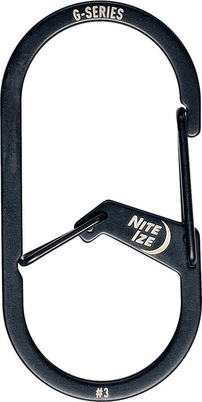 Karabiner Nite Ize G-Series Dual Chamber #3, çelik inoks, për çelsa edhe aksesorë, i zi