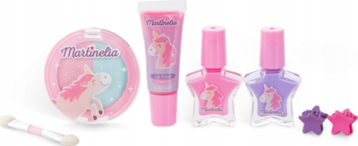 Set kozmetike për kalamaj Martinelia Little Unicorn, lip gloss dhe llakë thonjsh, me unikor, ngjyrë rozë
