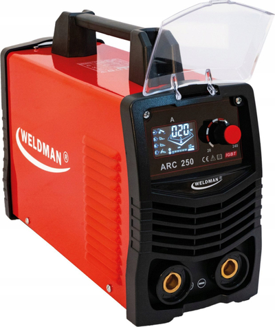Inverter saldimi Weldman ARC 250 LCD Synergy, 250A, set standard, i kuq