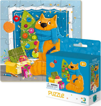 Puzzle për kalamoj Dodo Kitty's Christmas Holiday, 16 copa, 3+, shumëngjyrësh