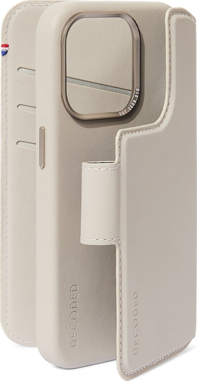 Mbulesë telefoni Decoded Detachable Wallet për iPhone 15 Pro, lëkurë, MagSafe, bezhë
