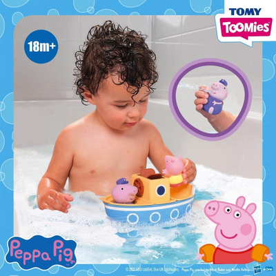 Set lodrash për banjo TOMY Toomies Peppa Pig, Varka e Gjyshit Pig Splash and Pour, 4 pjesë, për kalamaj 18m+