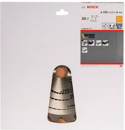 Teh rrethor Bosch Construct Wood 2608641774, 250mm, 20 dhëmbë, gri