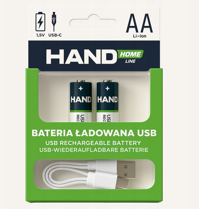 Set baterish rikarikueshme AA USB‑C Huion, 1.5 V, 2600 mWh, 2 copë