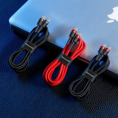 Kabllo Baseus Series USB-C PD2.0 60W Flash Charge (20V 3A), 1m, e zezë/kuqe