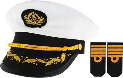 Kapele karnavalesh marinari me epolete, për të rritur, e bardhë