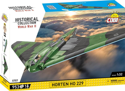 Set ndërtimi Cobi Toys HC WWII Horten HO 229, 941 copa, aeroplan 1:32, shumëngjyrësh