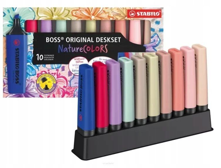 Set markerë highlighter STABILO BOSS Original NatureCOLORS Wildflower Desk-Set, 10 copë, shumëngjyrësh