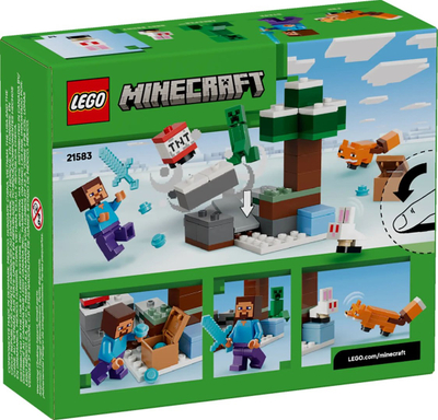 Lodër ndërtuese LEGO Minecraft, Steve’s Taiga Adventure 21583, shumëngjyrëshe