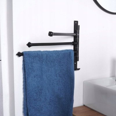 Mbajtës peshqirësh për mur me krahë rrotullues, inox, argjendtë