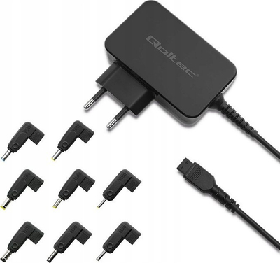 Karikues universal laptop Qoltec, 30W, 8 konektorë, i zi
