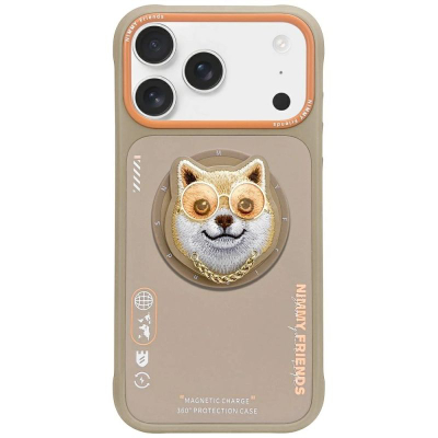 Kapak telefoni Nimmy Glasses Cool Dog MagSafe për iPhone 17, me magnet, bezhë