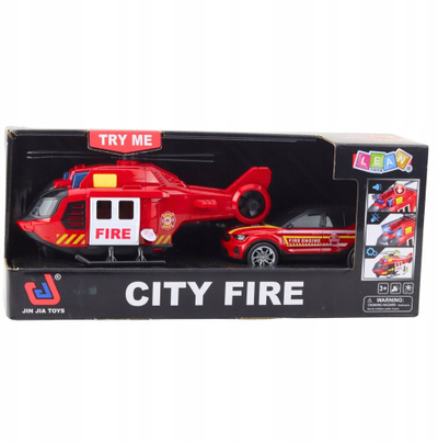 Set lodrash LEANToys Helicopter Fire Truck Fire Brigade, me drita, me zëra