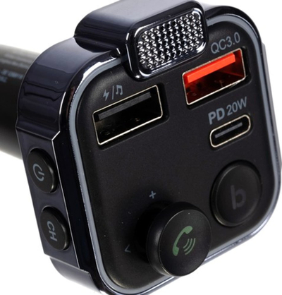 Transmetues Bluetooth për makinë XtrobB QC3.0, PD 20W, i zi